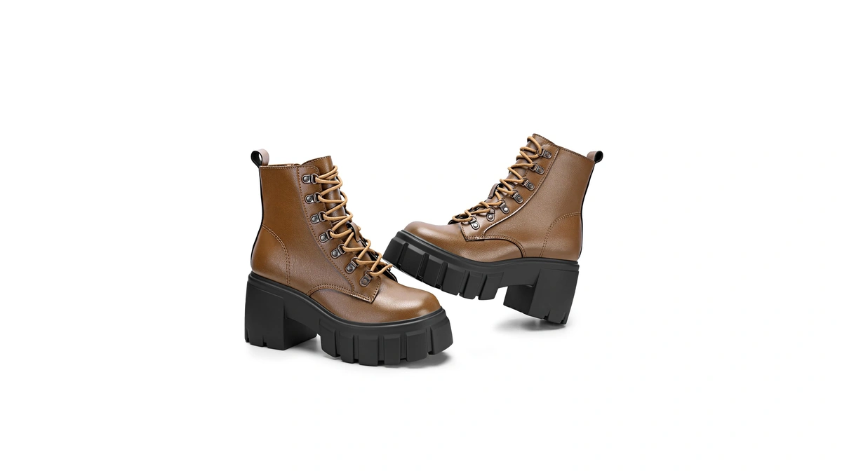 Fitory Women’s Combat Boots Lightweight Lace Up Side Zipper Ankle