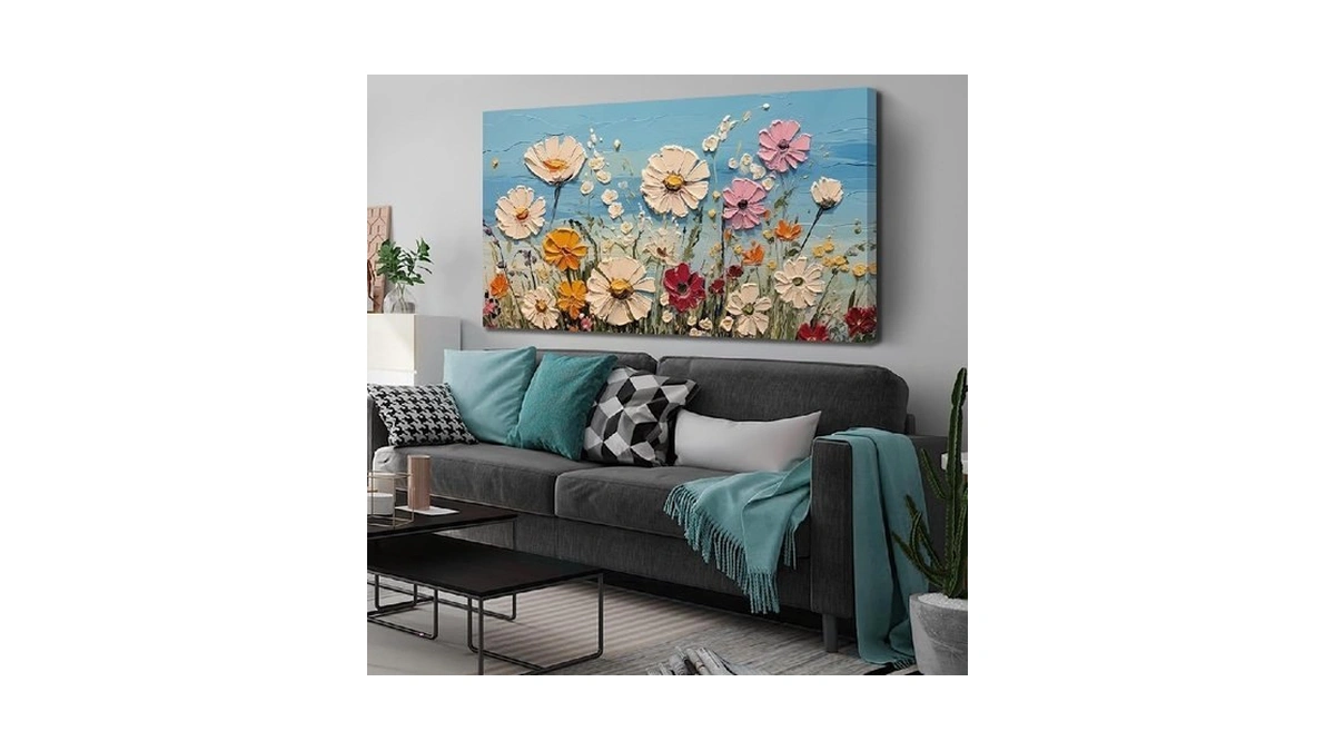 Skyrise Colorful Floral Canvas Wall Art - Abstract Flower Pictures