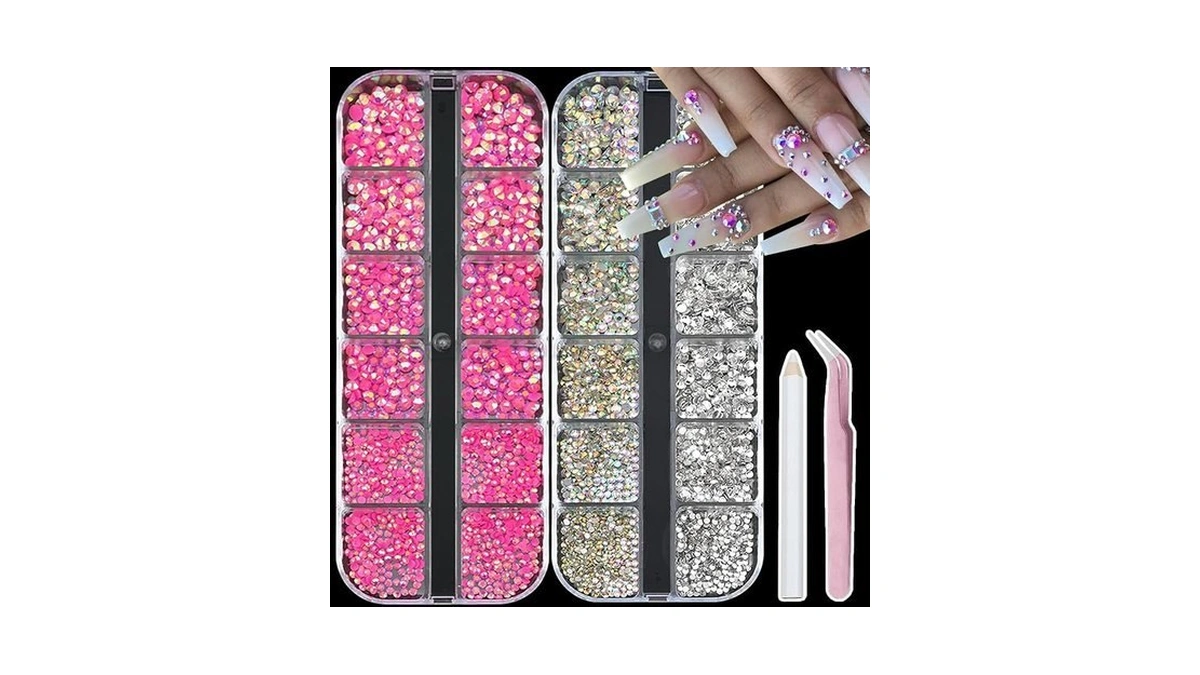 Semata Hot Pink Ab Nail Art Rhinestones Flatback Nail Charms
