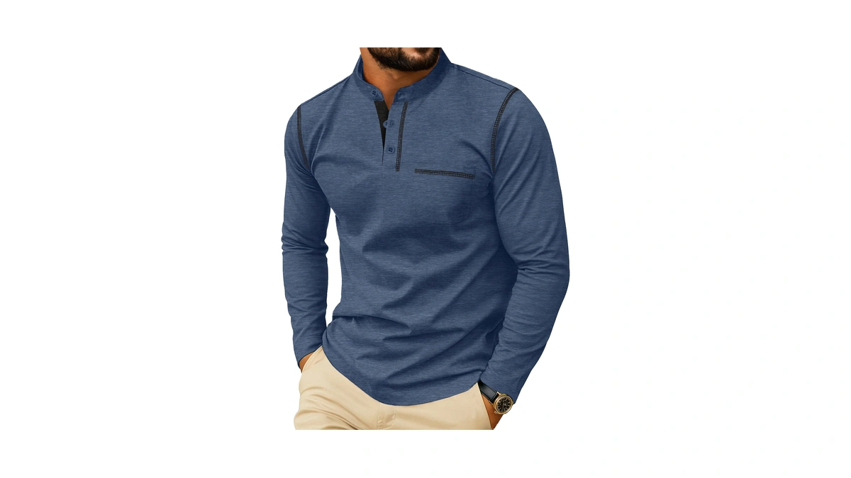 Sailwind Men's Henley Shirts Long Sleeve Button T-shirt Casual Stylish