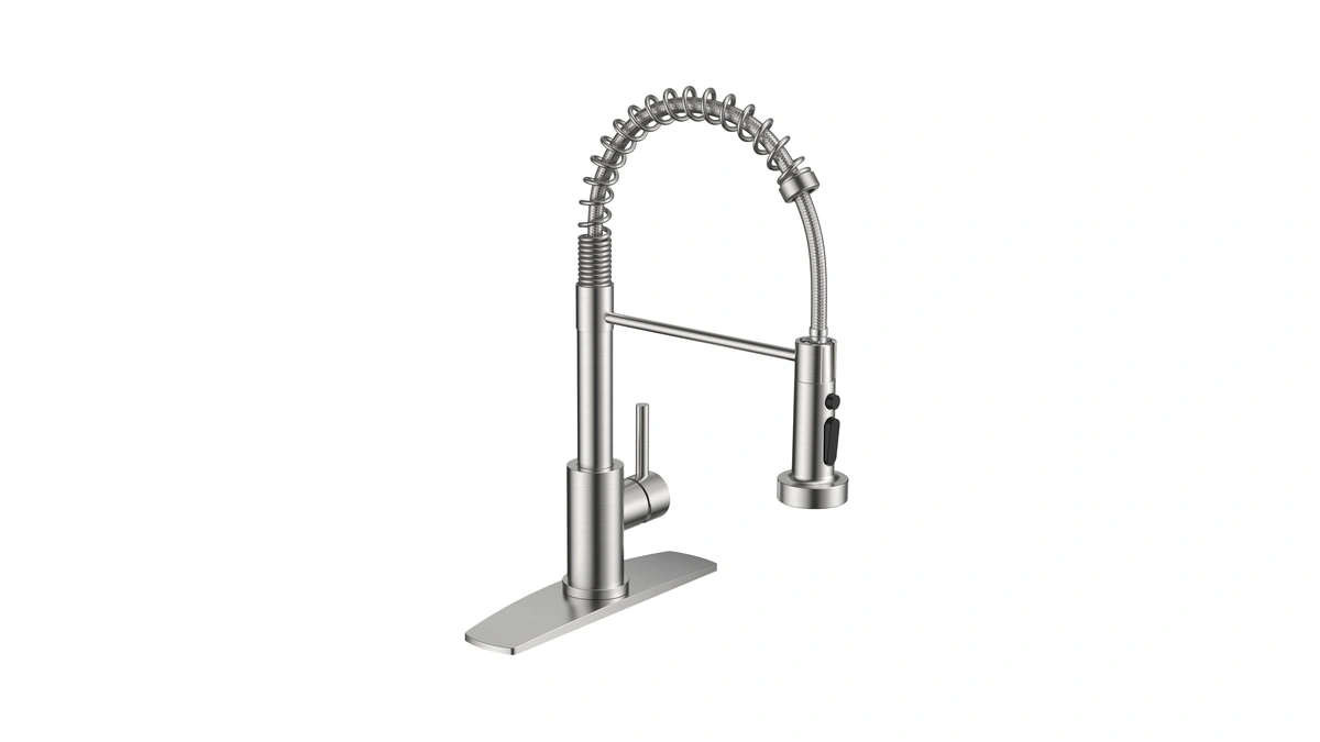 Forious Kitchen Sink Faucet, Stainless Steel Single Handle, Brushed Nickel