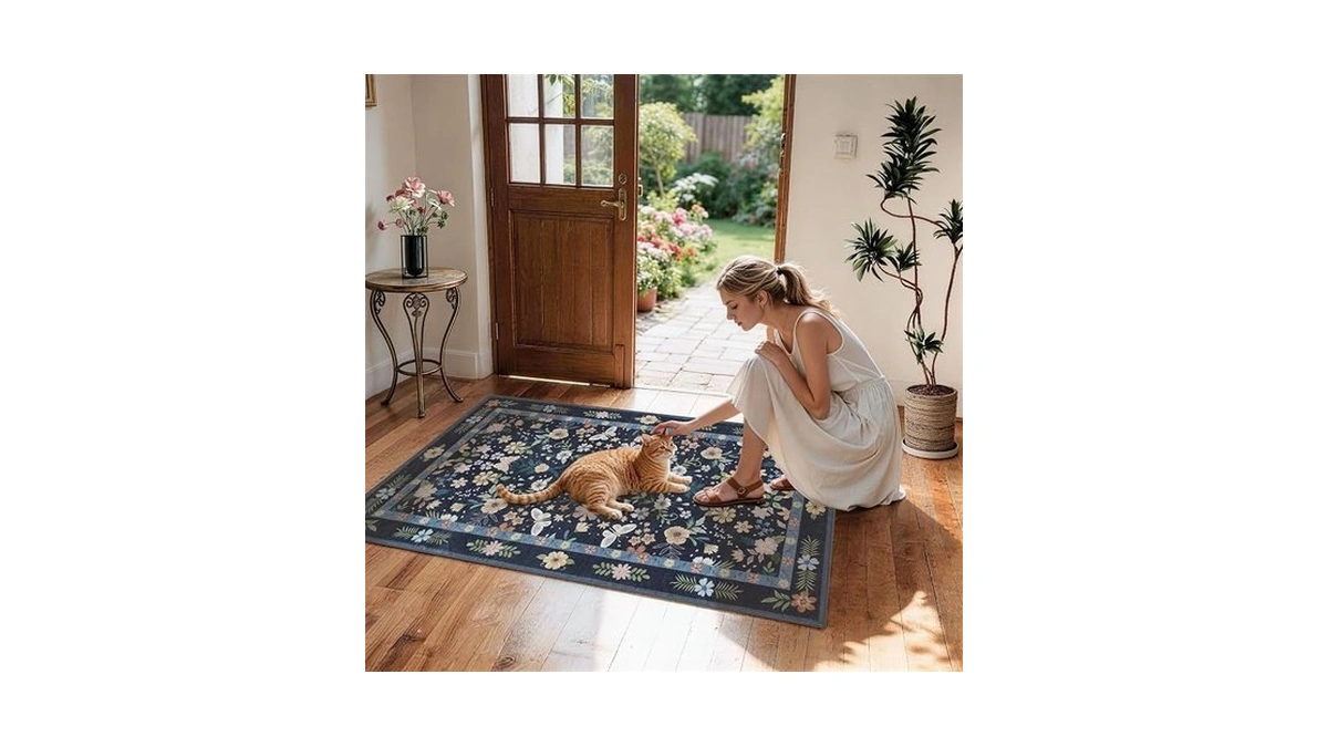 Vintage Floral Rug For Young Women: Soft 2x3 Washable Mat