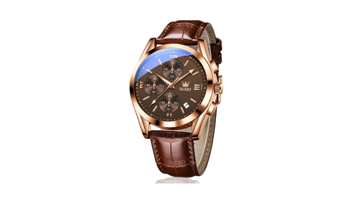 Olevs Watches For Men Rose Gold Steel Case Waterproof Watches