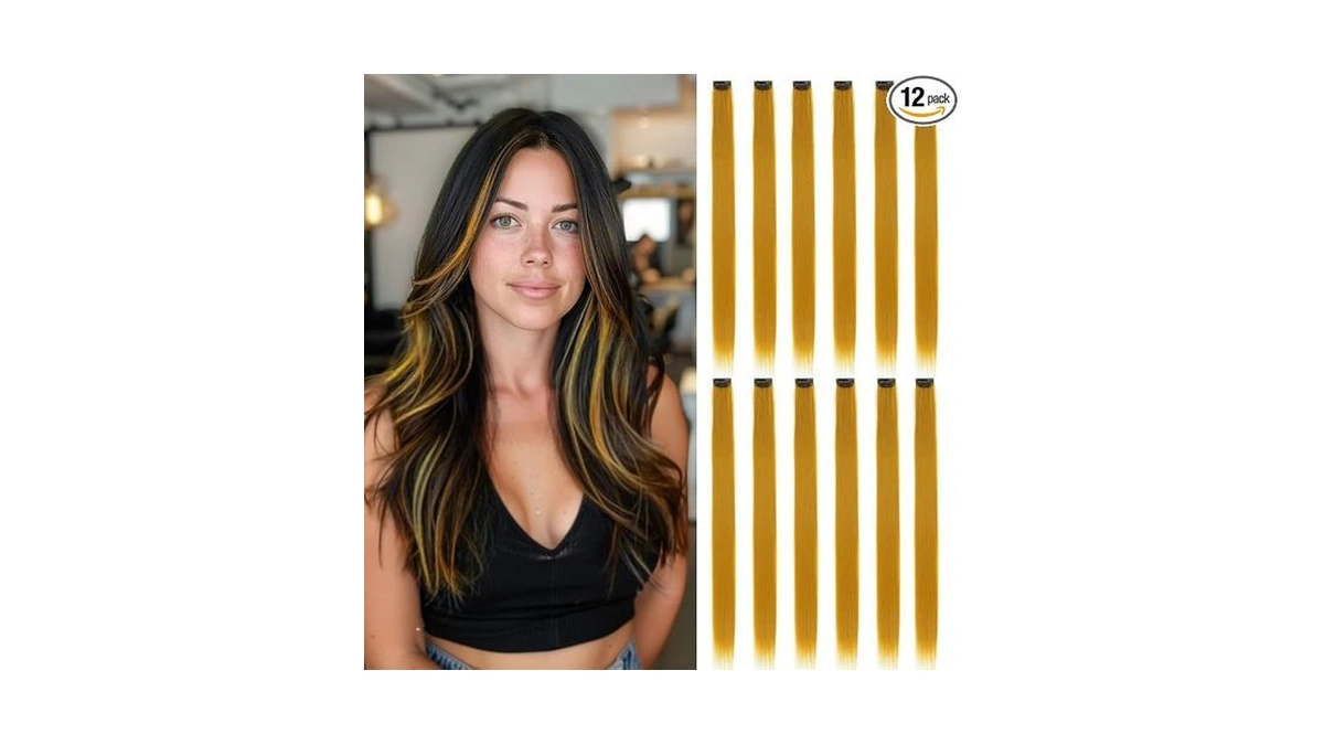 12pcs Golden Blonde Clip In Hair Extensions 22 Inch Long