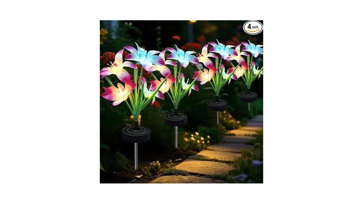 Freshaction Solar Lights Outdoor, Dual Use Flower Lights With 40h