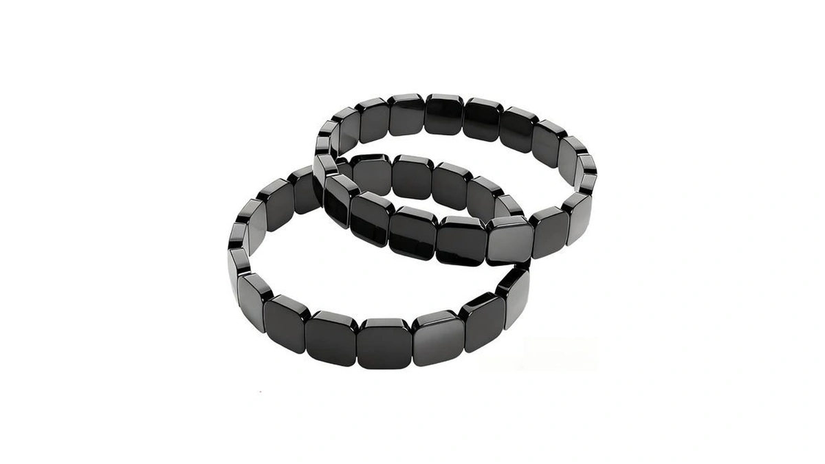 Shrandi 2pcs Hematite Bracelet For Men, Natural Black Hematite Beaded