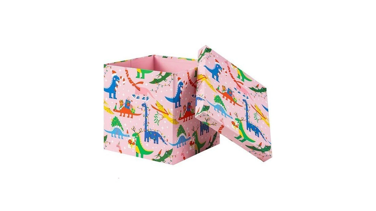 Wrapaholic 9" Christmas Gift Box With Lid - Dinosaur Xmas