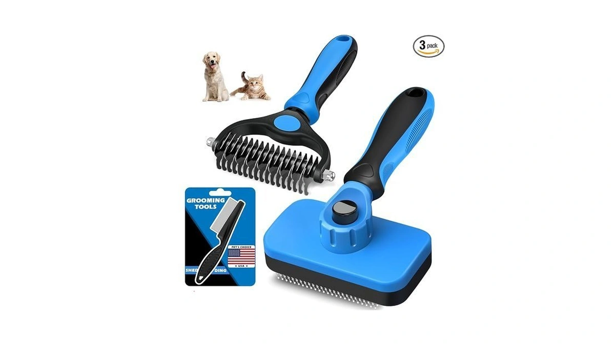 Professional 3pcs Self Cleaning Slicker Brush & Pet Grooming Rake