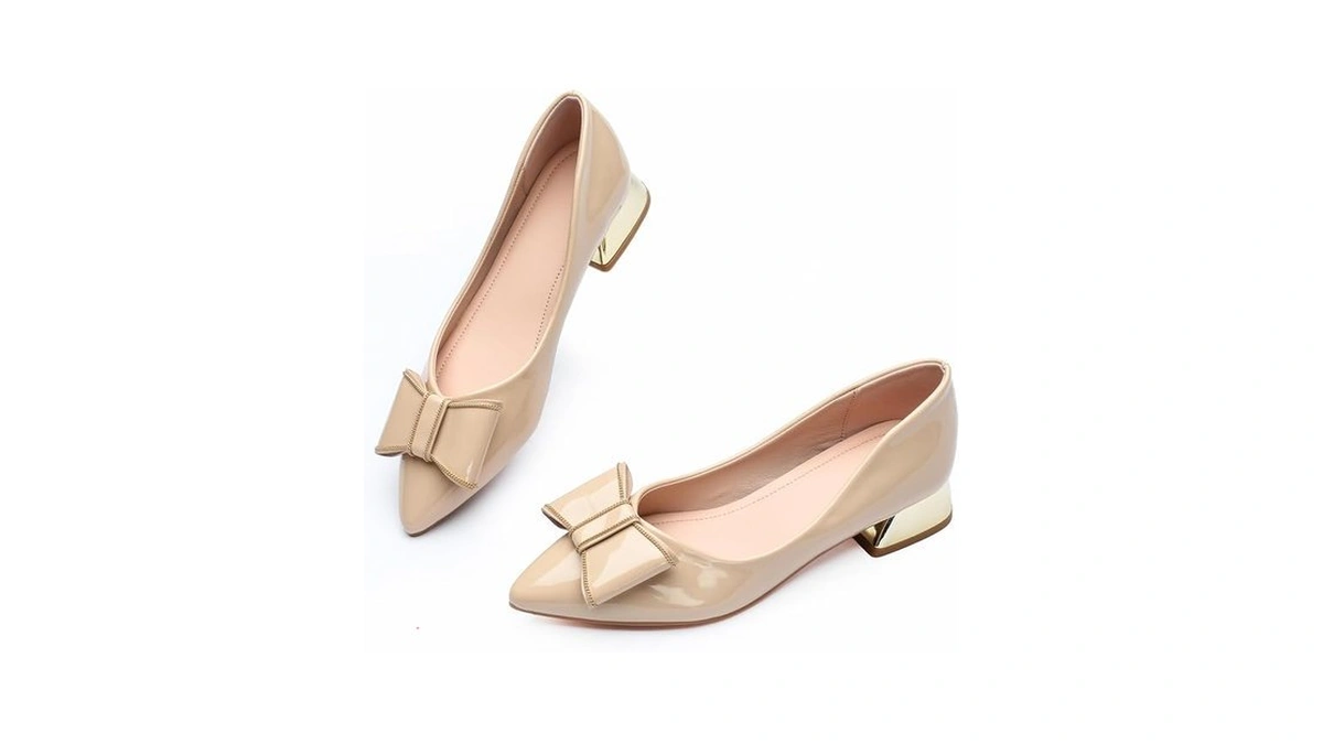 Women's Low Block Chunky Heels Pumps Shoes Pointed Toe Closed