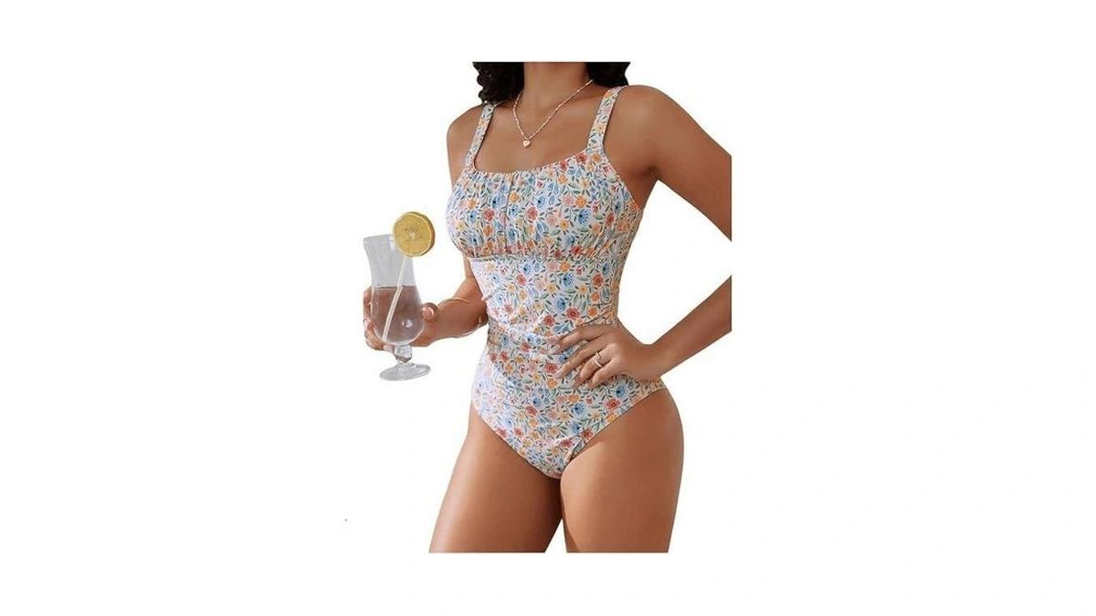 Beaudrm Women's Floral One Piece Swimsuit Y2k Bathing Suits Swimwear