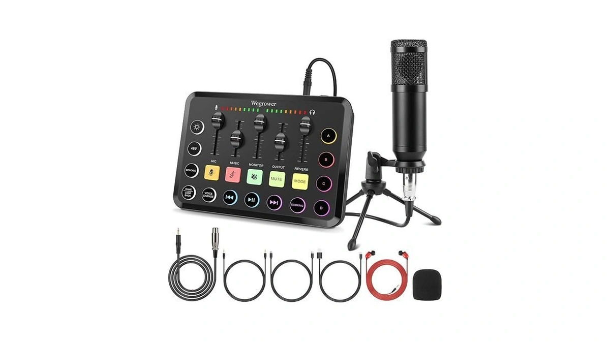 Wegrower W-11bk Rechargeable Audio Mixer With Tripod