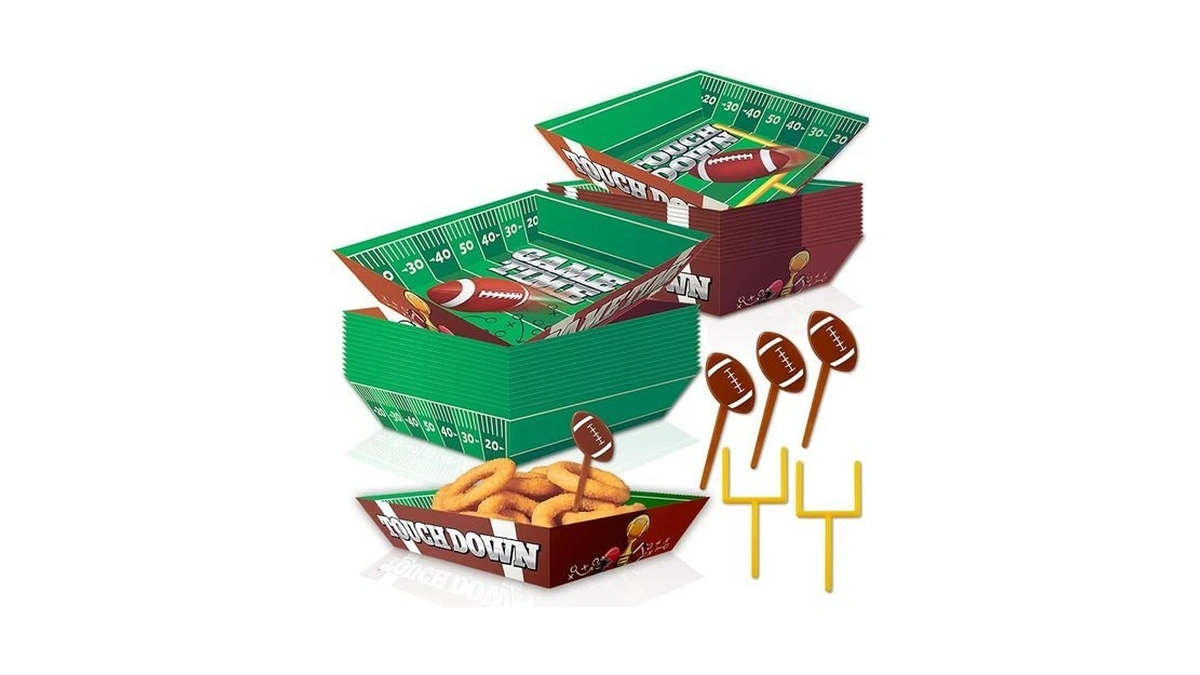 50-piece Football Party Food Tray Box Kit - 30 Oil-resistant