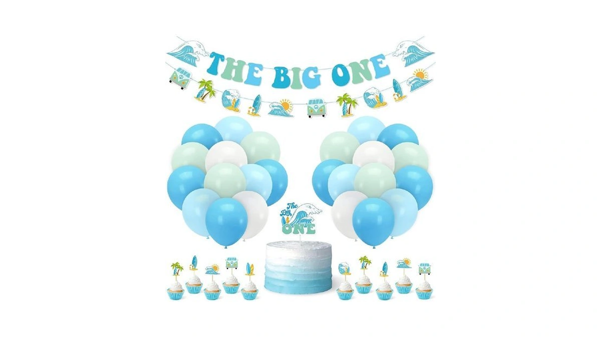 Vansolinne The Big One Surf Birthday Party Decorations For Summer