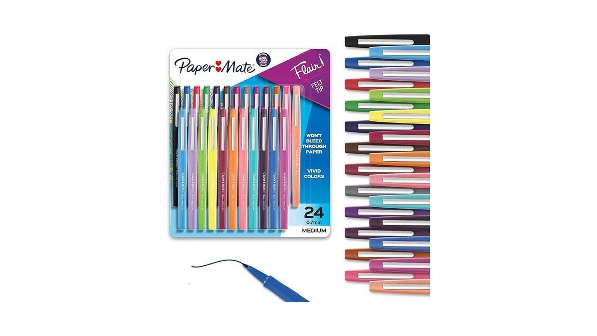 Paper Mate Flair Felt Tip Pens, Medium Point, Assorted Colors,