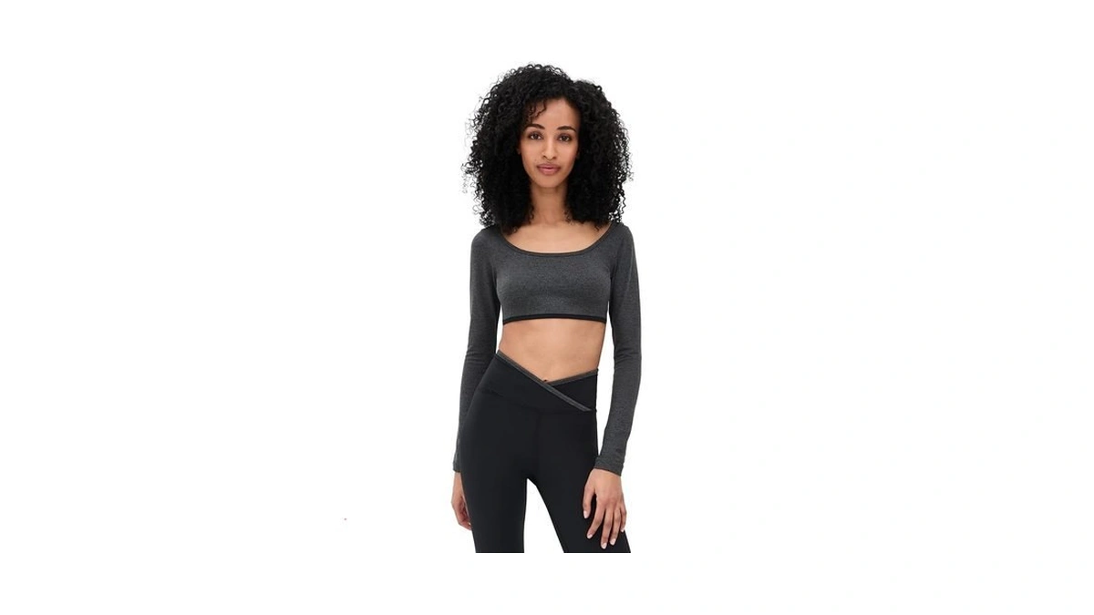 Strut This Women's The City Crop Shirt, Charcoal Heather/black, Xl