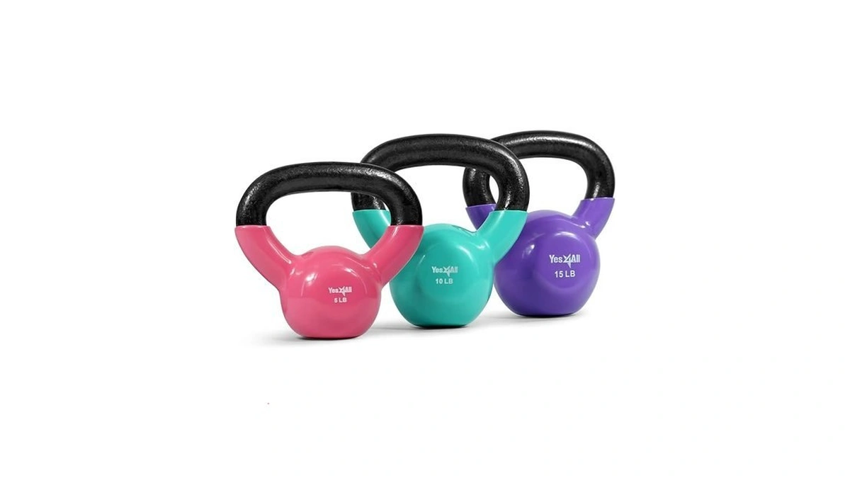 Yes4all Kettlebell, Vinyl Coated Cast Iron Kettlebell Sets 5, 10