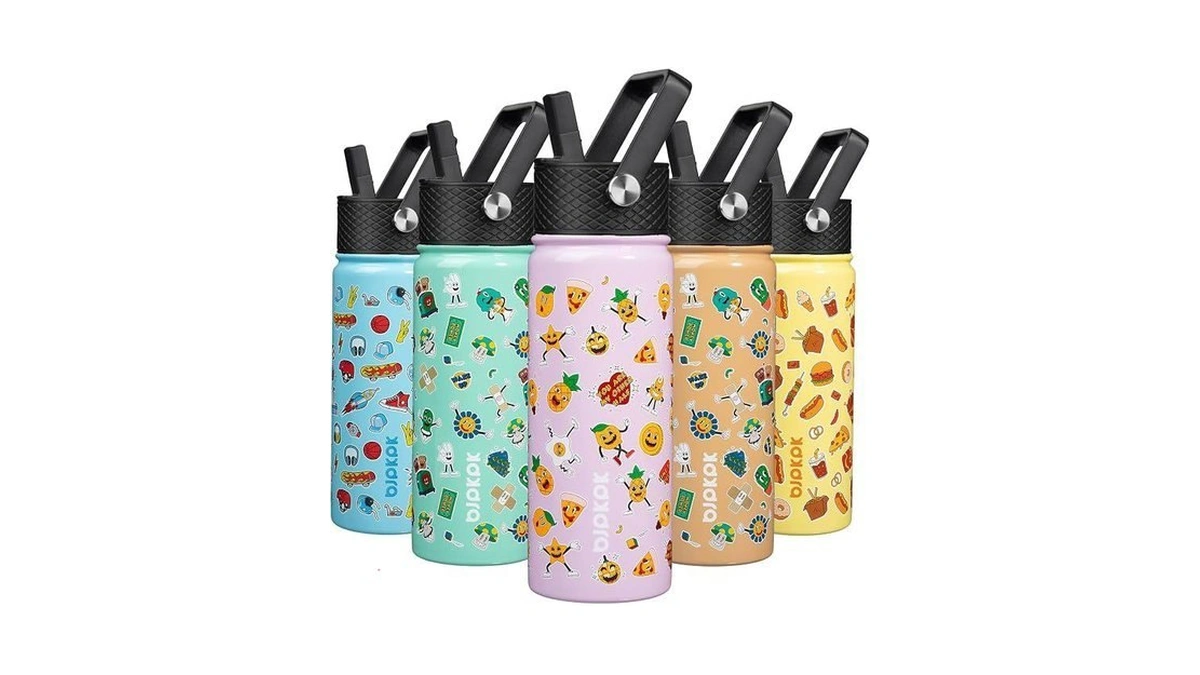Bjpkpk Insulated Water Bottle, 18oz Stainless Steel With Straw Lid