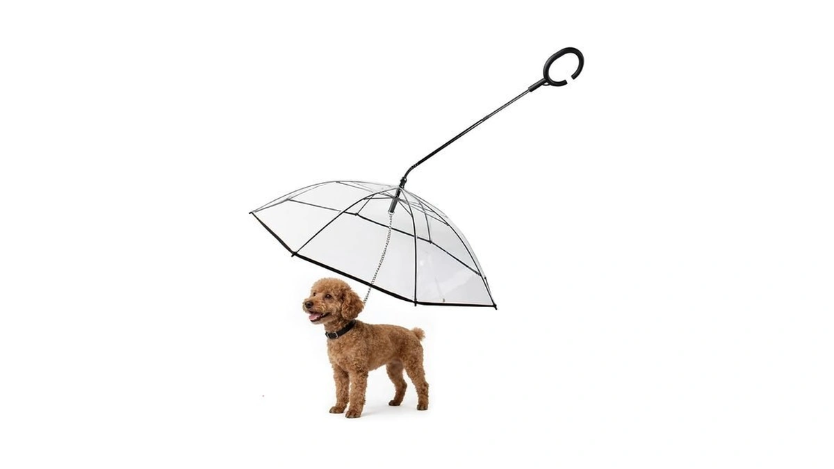 Enjoying Dog Umbrella Small Breed, Clear Pet Umbrella Metal Chain