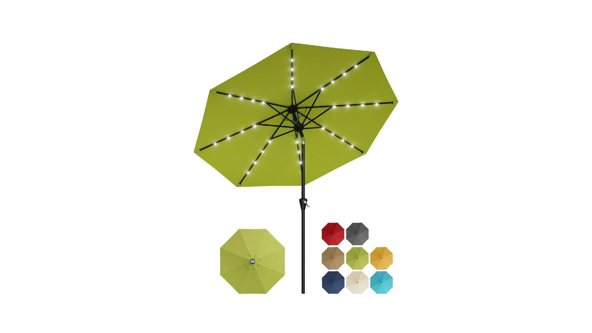 Garvee 9ft Solar Patio Umbrella With 32 Led Lights -