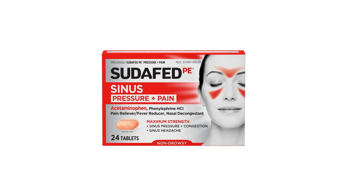 Sudafed Pe Sinus Pressure + Pain Relief Tablets, Non-drowsy, 24