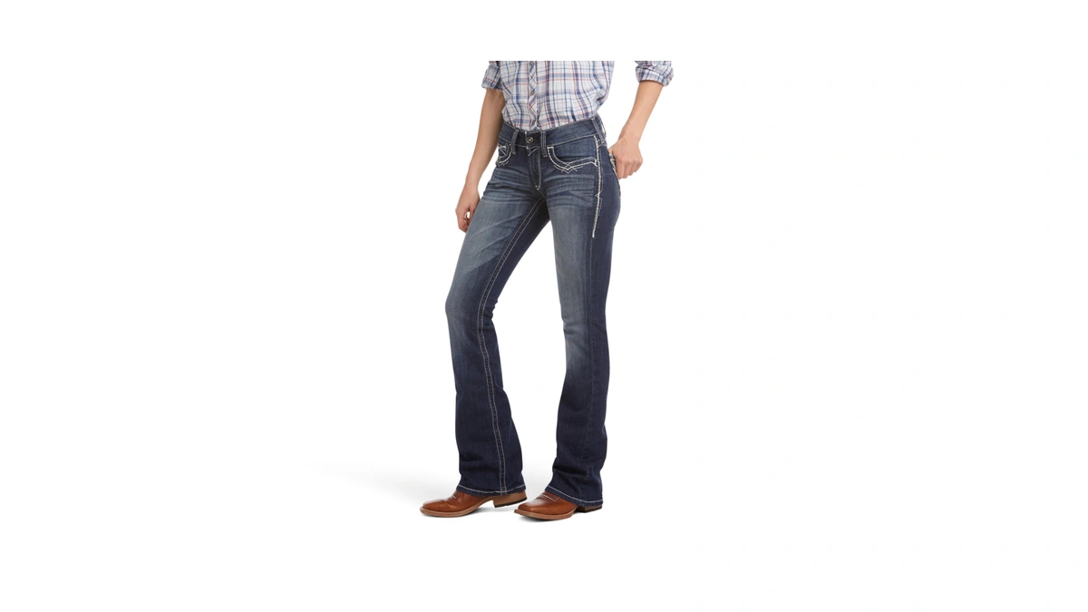 Ariat Women’s Mid Rise Stretch Entwined Boot Cut Jean Marine