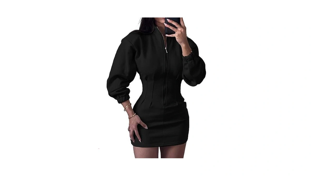 Vakkest Womens Summer Half Zip Sweatshirt Dresses Workout Tunic Mini