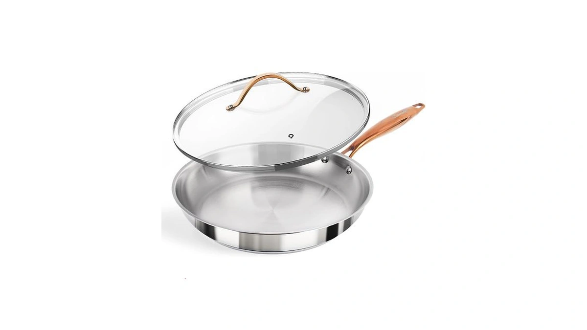 Ciwete 12 Inch Tri-ply Stainless Steel Frying Pan With Lid,