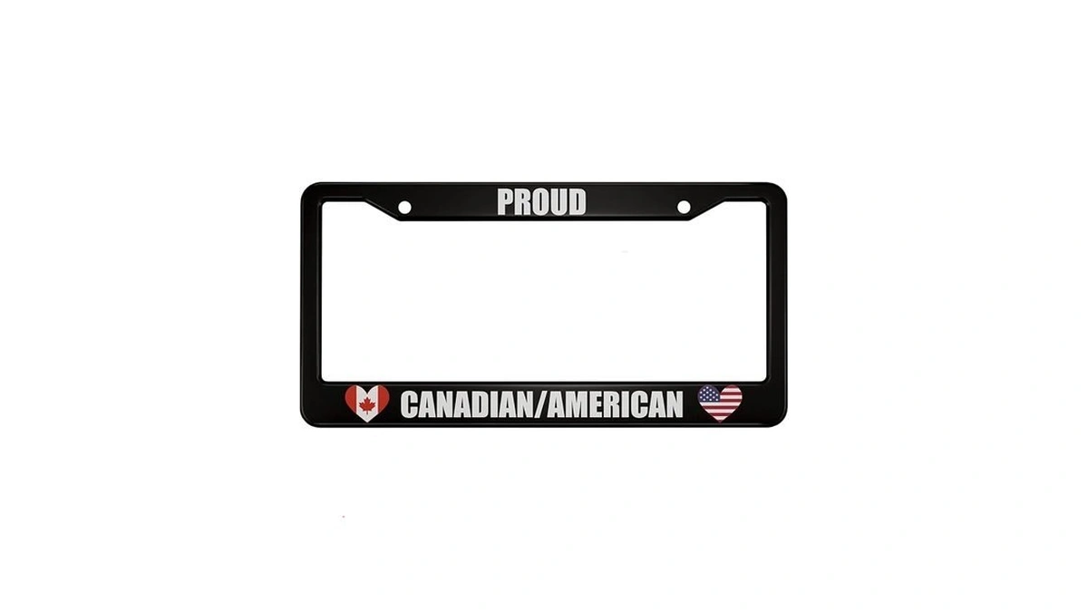 Ofloral Proud Canadian American Aluminum Alloy License Plate Frame Heart-shaped