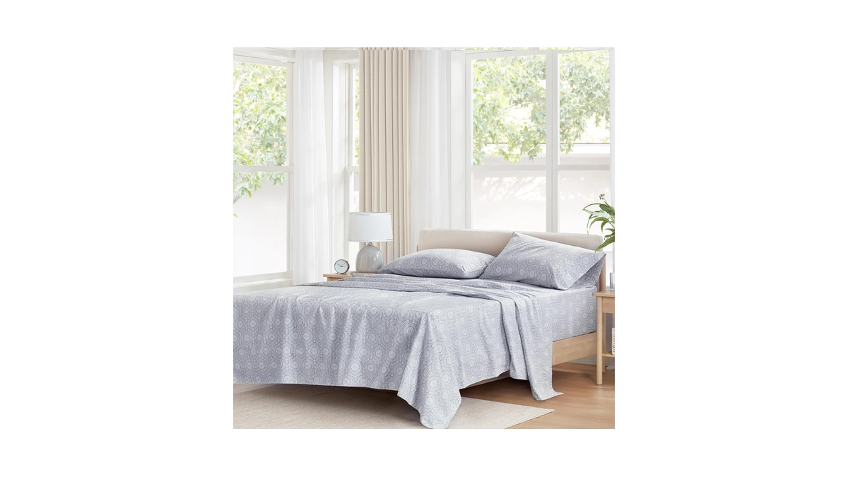 Comfort Spaces 100% Cotton King Sheet Set, 144tc, Adelia Gray