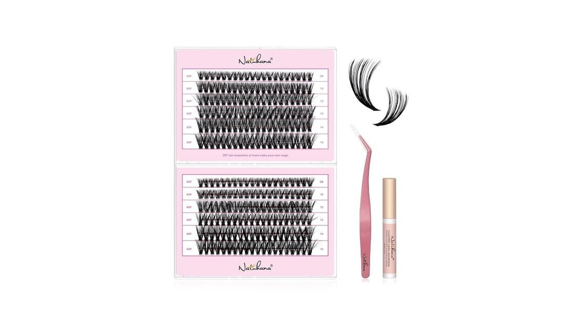 Natuhana Lash Clusters Kit 240pcs Wispy Eyelash Extensions C Curl
