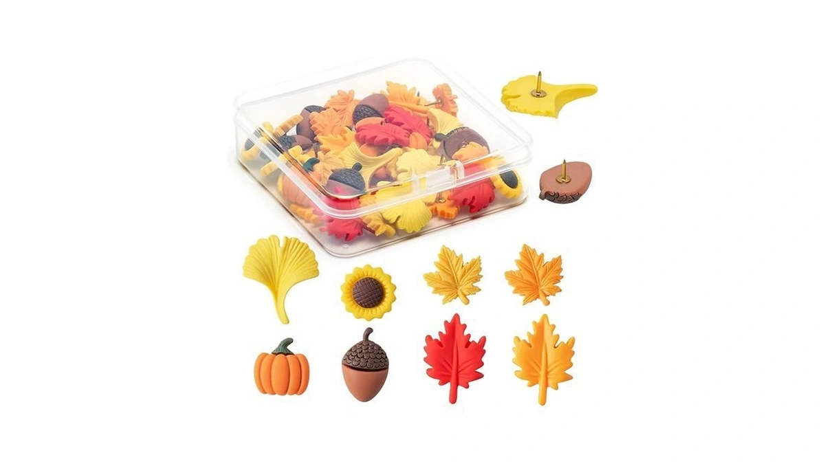 H1vojoxo 40pcs Autumn Push Pins Decoration For Cork Board, Fall