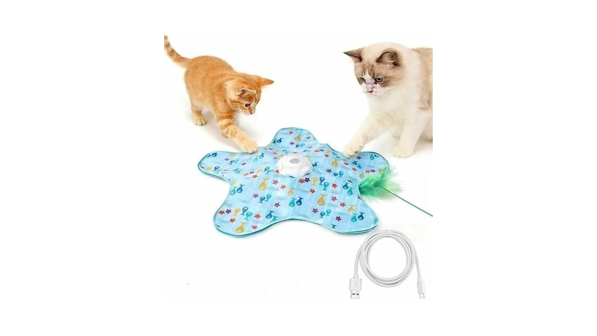 Fayeerewo Interactive Cat Toys Rechargeable,moving Concealed Feathers,real Mouse Squeaky,touch Activated
