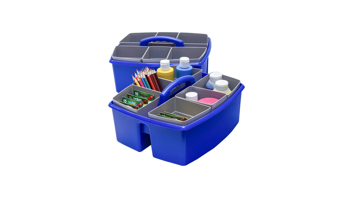 Storex Large Classroom Caddy With Cups, 13 X 11 X