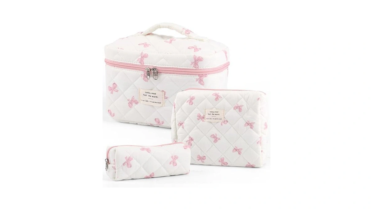 Yingjee Large Quilted Makeup Bag For Women And Girls, Cute