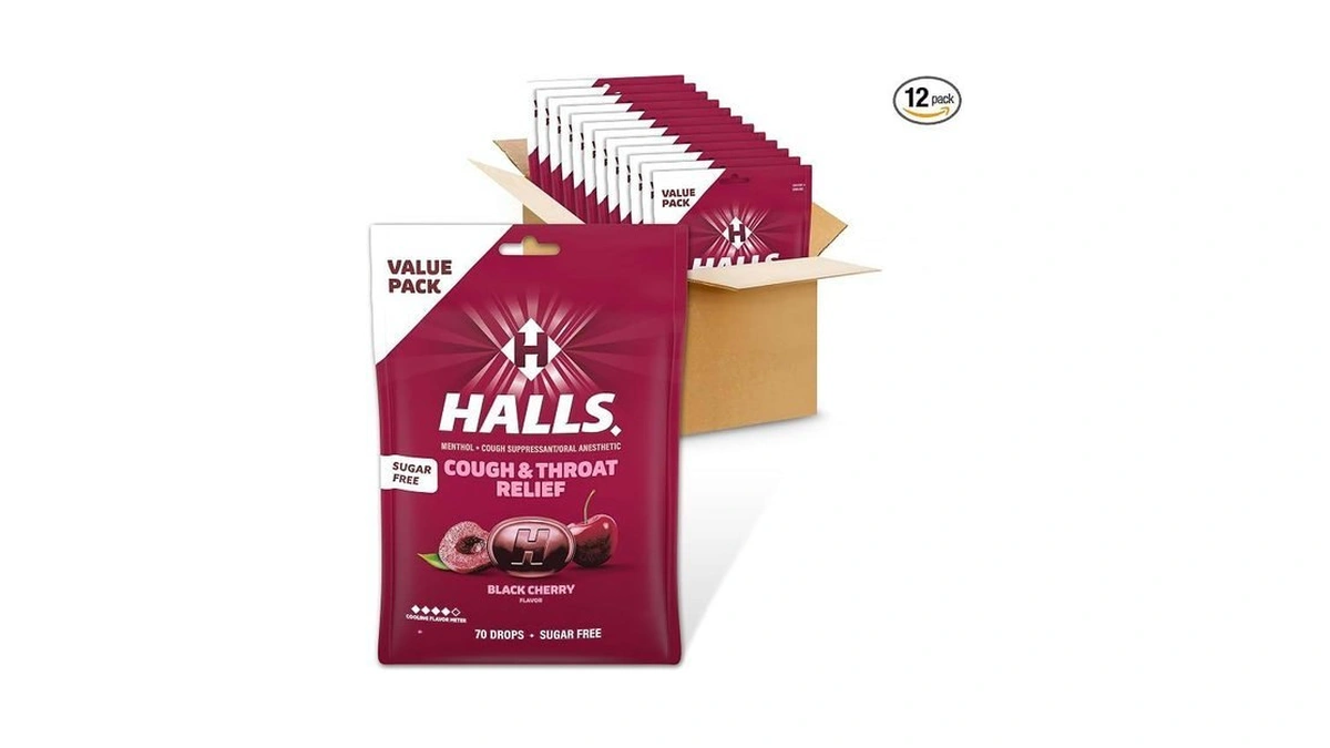 Halls Cough & Throat Relief Black Cherry Sugar Free Cough