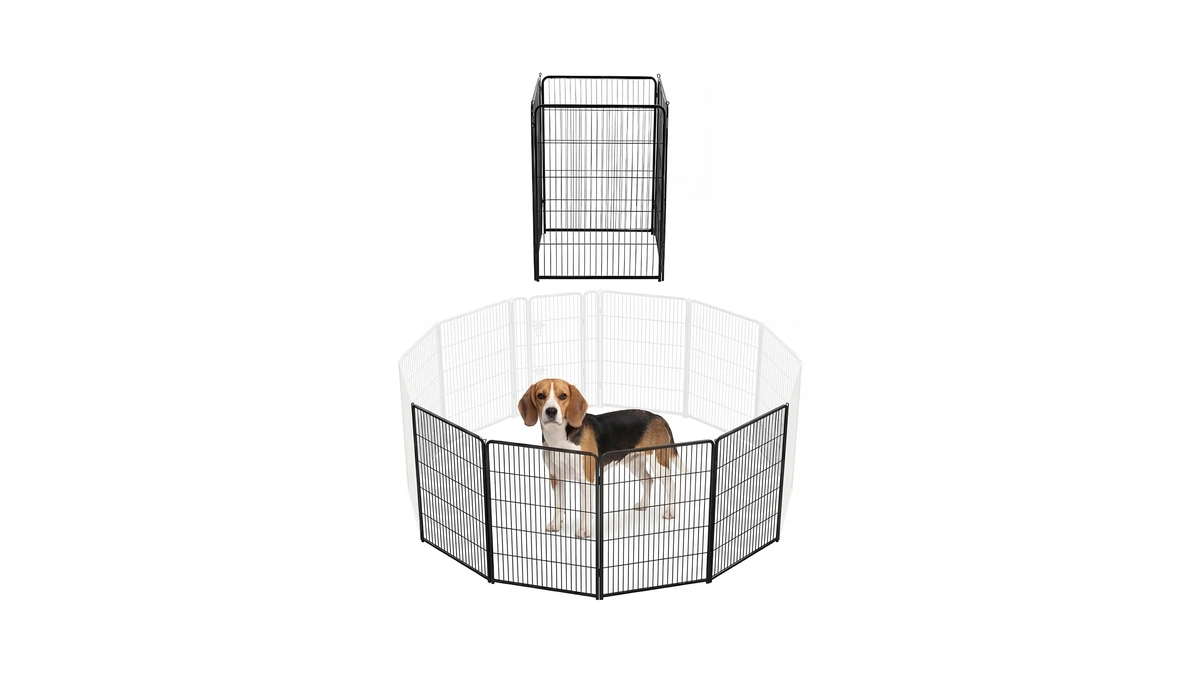 Dumos Dog Playpen 40 Inch 4 Panels Indoor Outdoor Metal