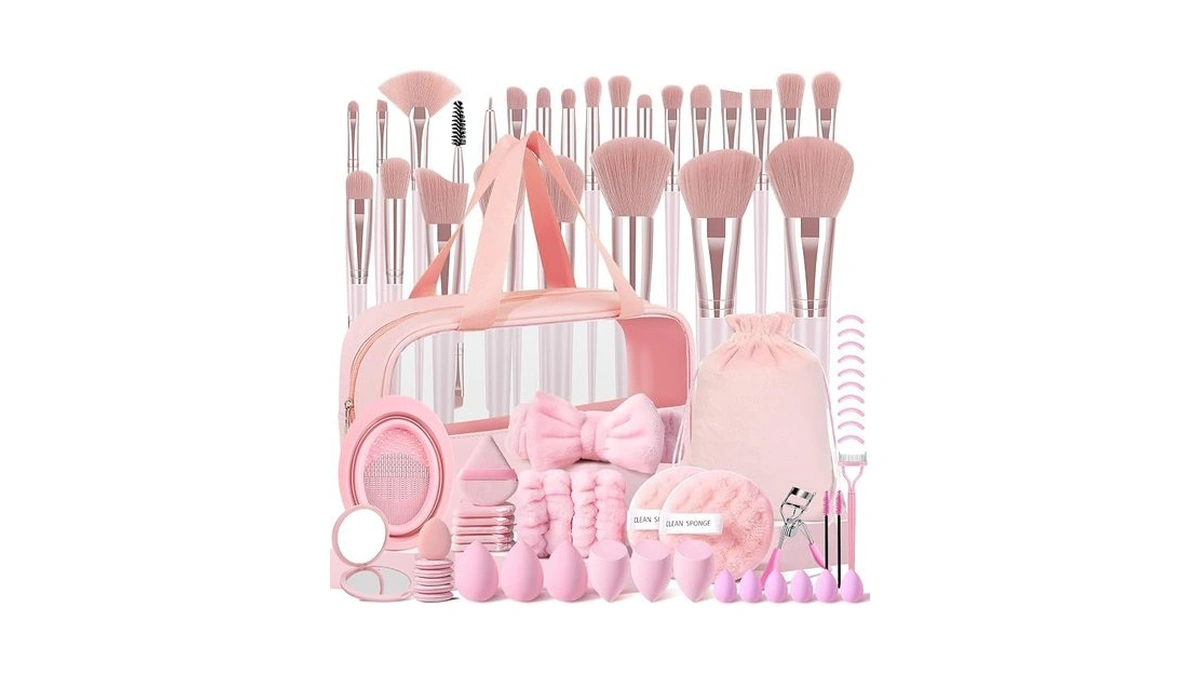 Amazon code: Hghdbt 72pcs Pink Makeup Brushes Set Pro