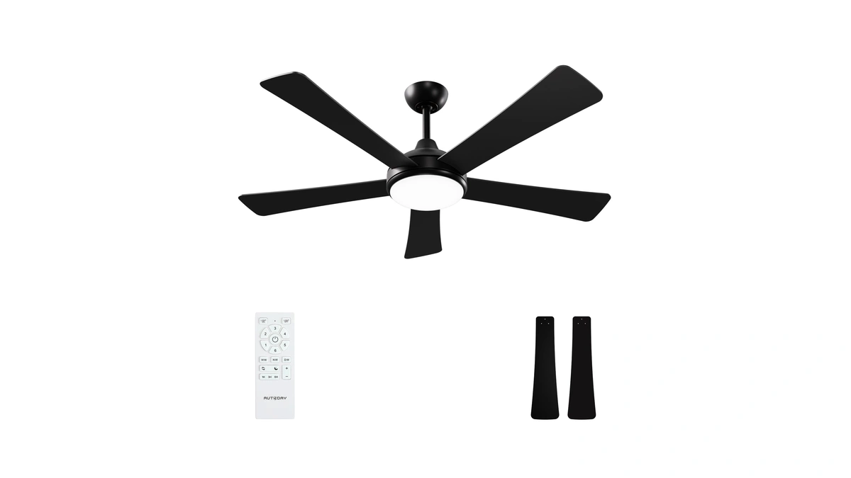 Autoday 52 Inch Ceiling Fans With Lights & Remote, Black,