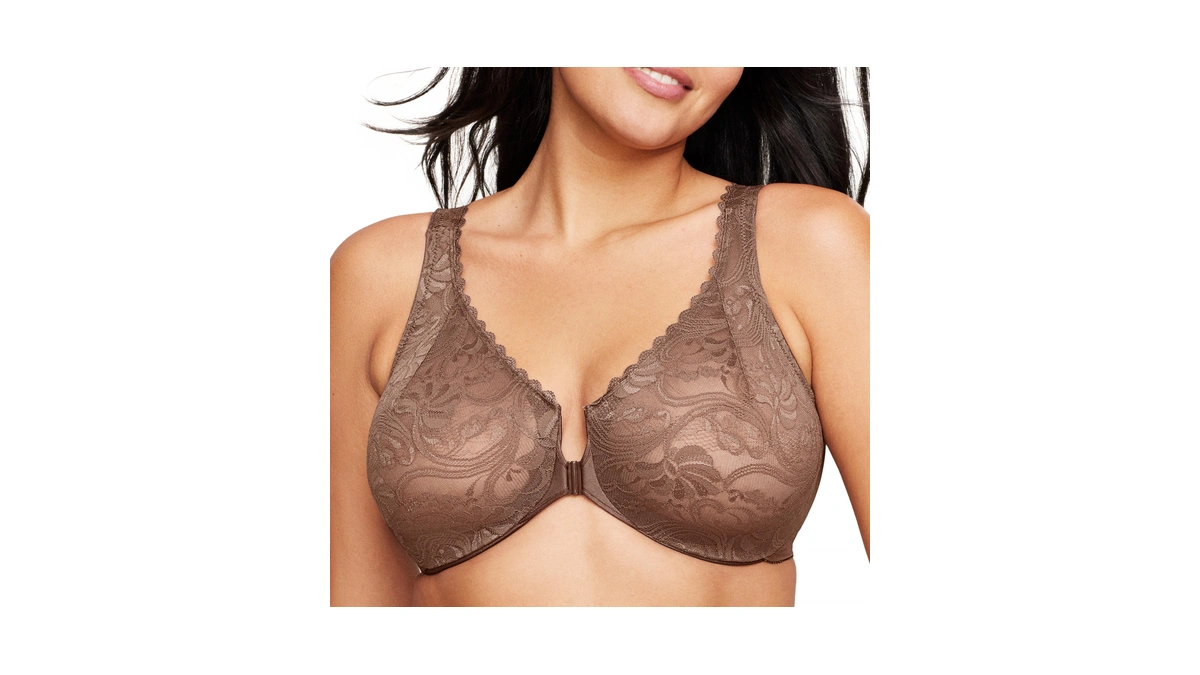 Full Figure Plus Size Wonderwire Front-closure Stretch Lace Bra Underwire