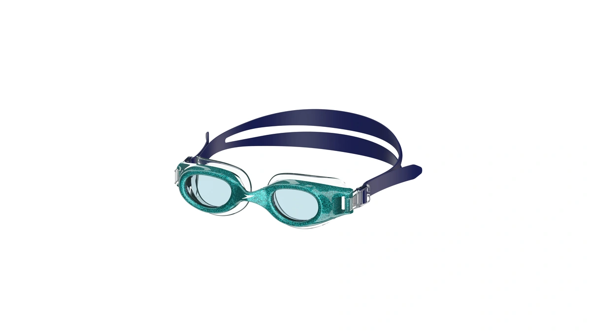Speedo Unisex-child Swim Goggles Hydrospex Ages 6-14, Enamel Blue Glitter/celeste