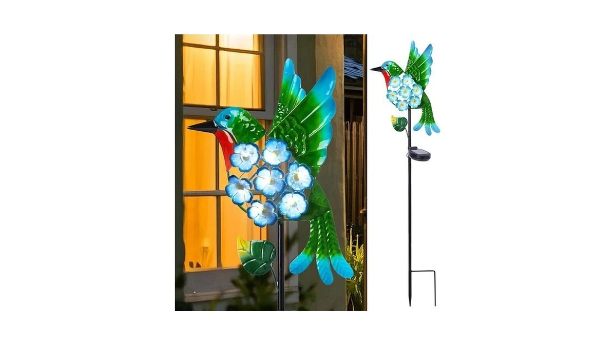 Afirst Hummingbird Solar Garden Light, Metal Stake With Warm Glow