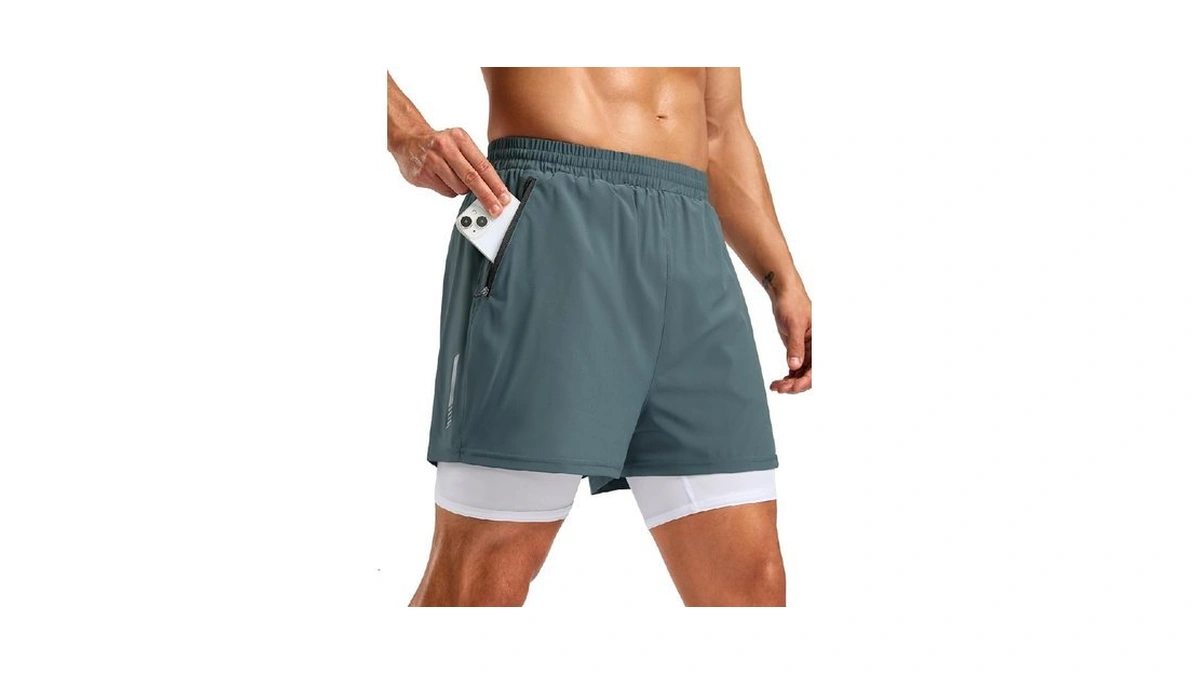 Pudolla Men's 7" Running Shorts With Zipper Pockets Quick Dry