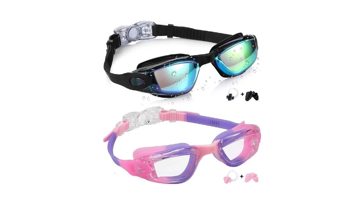Aegend Kids Swim Goggles, Pack Of 2 Swimming Goggles For