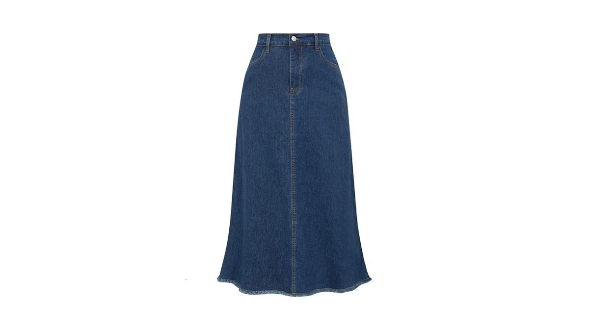 Belle Poque Womens Long Blue Denim Jean Skirts Vintage High