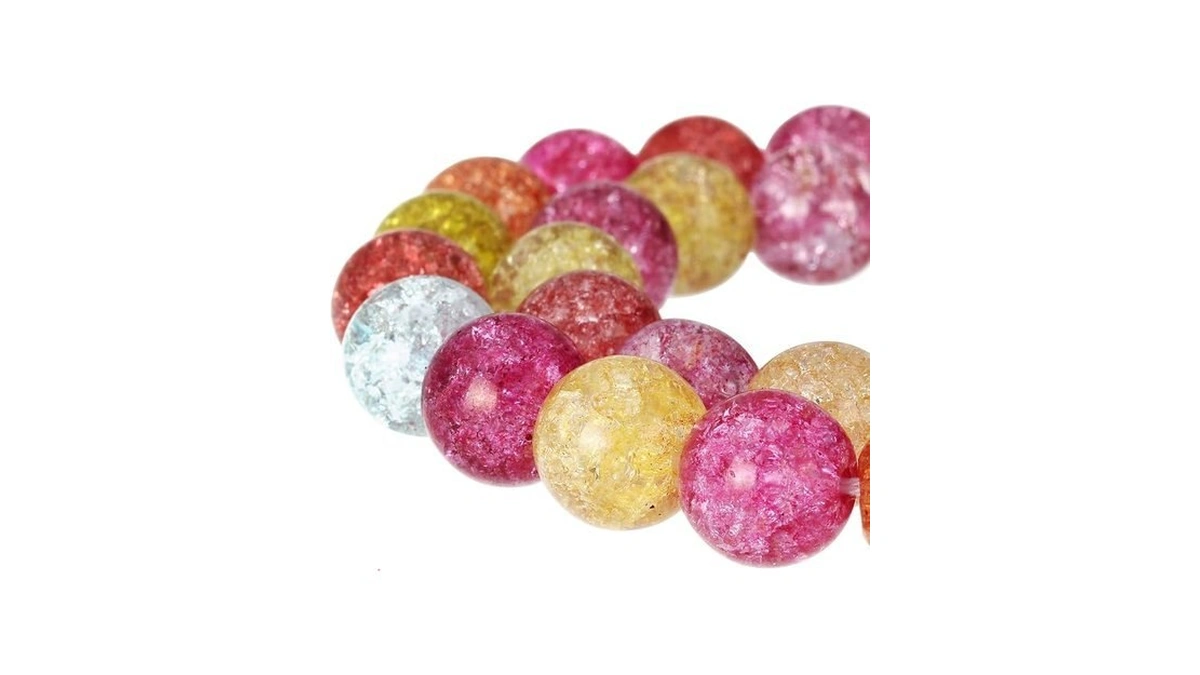 Rubyca Round Crackle Druk Czech Crystal Splash Glass Beads For