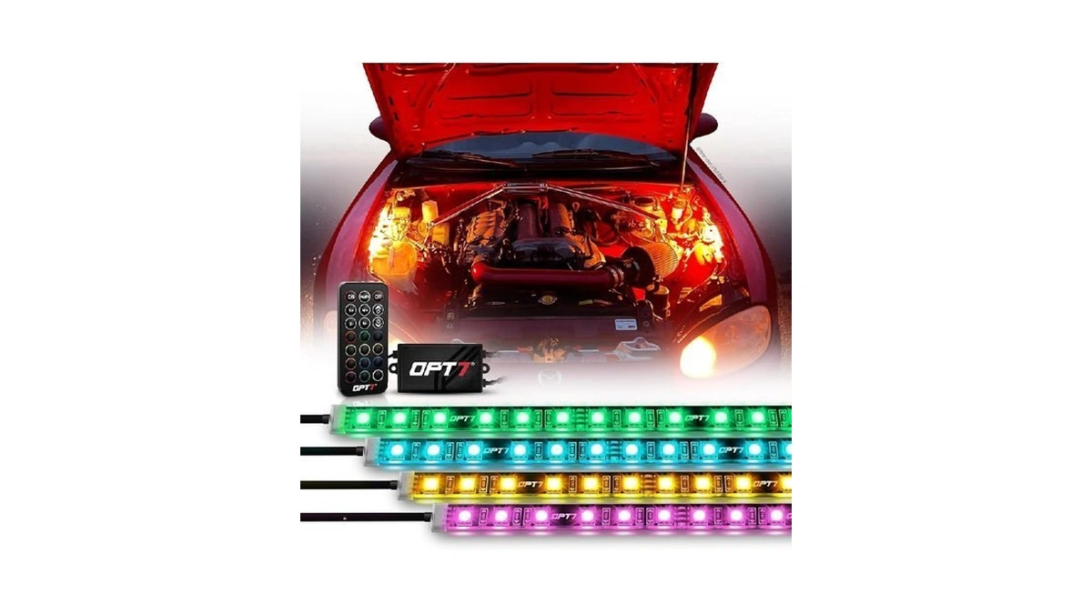 Opt7 Aura Rgb Engine Bay Lights, 12" Waterproof Led Strip