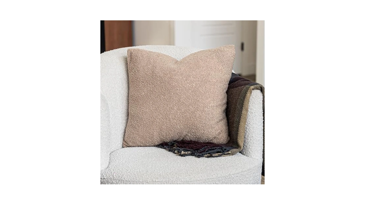 Samiah Luxe Latte Brown Teddy Boucle Pillow Covers 20x20 Set