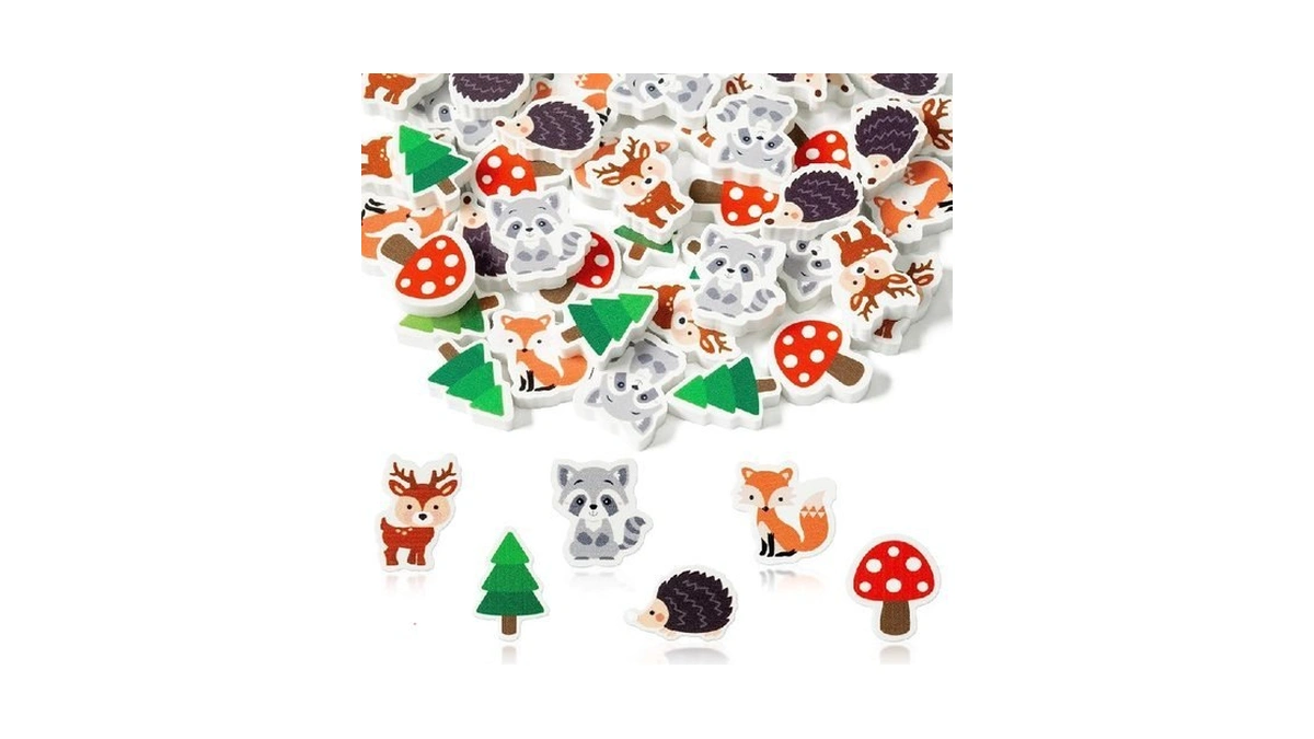 Yopyame 60pcs Woodland Animal Mini Eraser For Kids Bulk Assorted