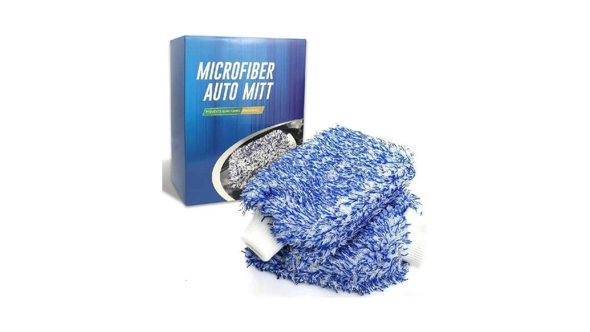 Microfiber Car Wash Mitt, Car Sponge Wrapped In Soft, Plush