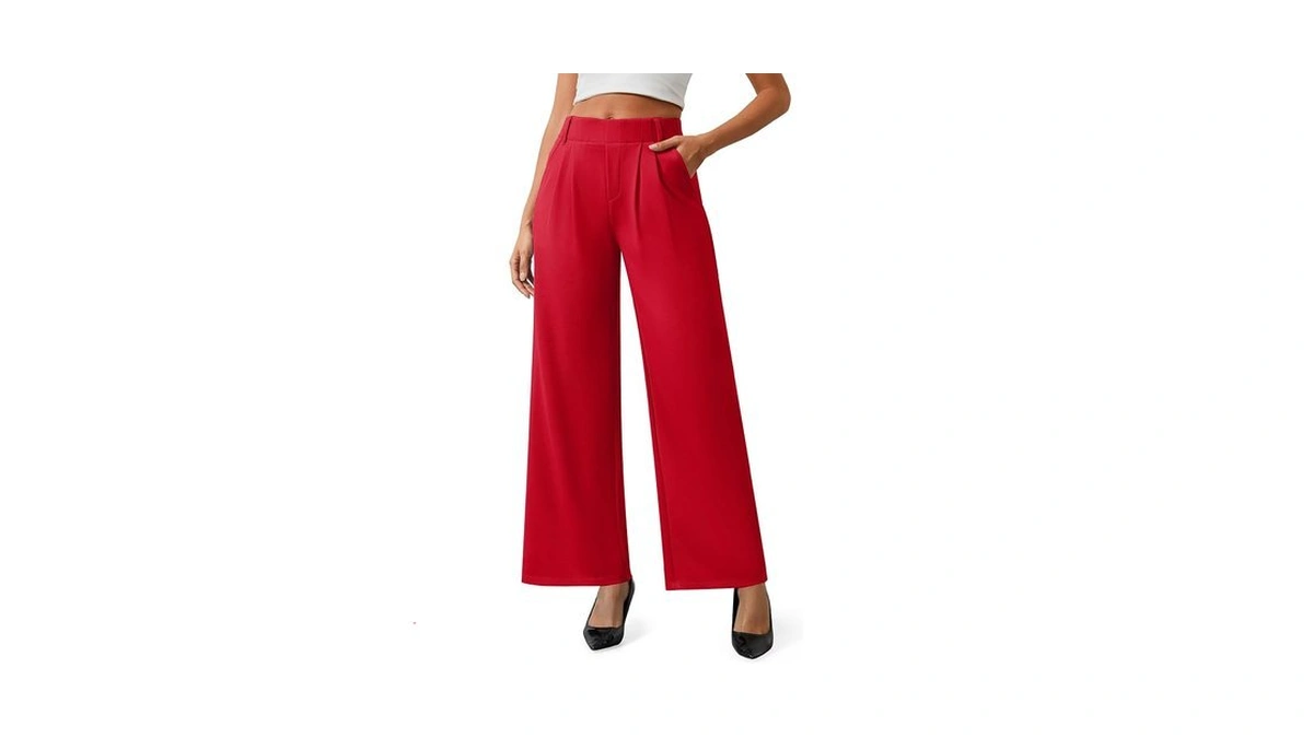 Avamo Womens Dress Pants Wide Leg Pull On Stretchy Work